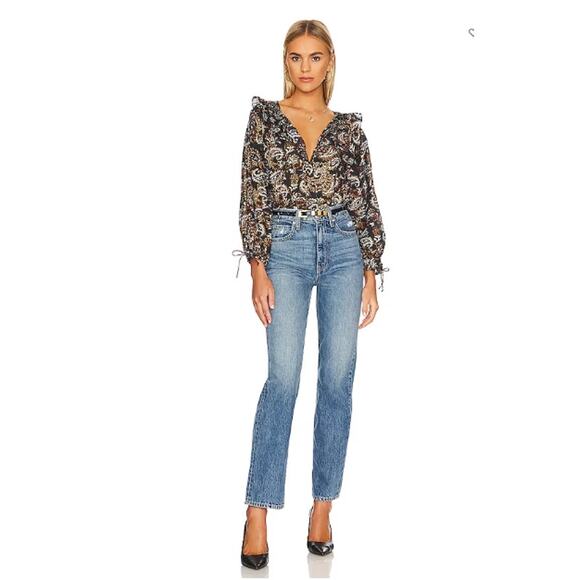 CLEOBELLA NWT Jillian Organic Cotton Brown Pattern Long Sleeve Blouse // XS - Picture 1 of 14